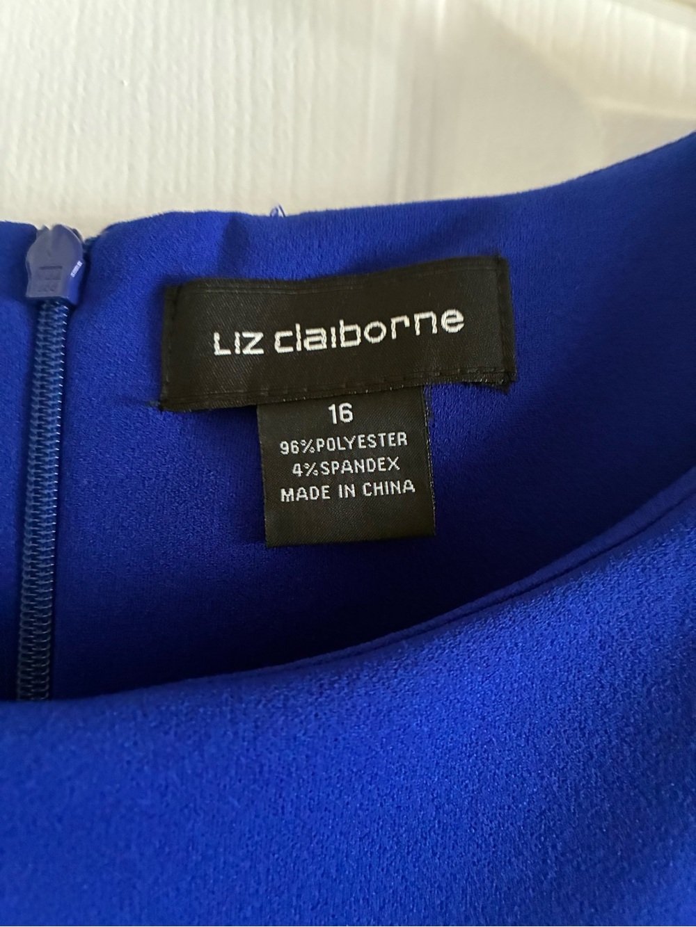 Liz Claiborne Cobalt Blue Tiered Ruffle Sleeve Midi Dress - Picture 3 of 5
